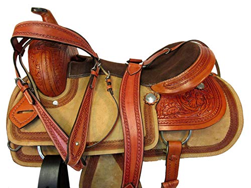 Cómodo asiento acolchado 17 15 16 Roping Ranch Western Horse Leather Ranch Saddle (16 pulgadas)